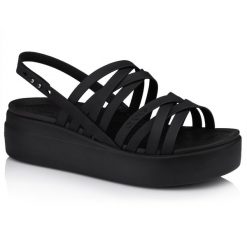Damskie sandały na platformie Crocs Crocband Platform. Czarne klapki damskie Crocs, bez wzorów. W wyprzedaży za 199.00 zł.