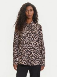 Guess Koszula W5YH03 WF1T2 Brązowy Regular Fit. Brązowe bluzki damskie Guess, l, z aplikacjami, z syntetyku, bez kołnierzyka, bez ramiączek. Za 299.99 zł.