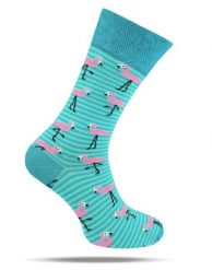 Skarpetki Bawełniane - Tematyczne - Turkusowe we Flamingi. Niebieskie skarpety męskie His Story, bez wzorów, z bawełny. Za 29.99 zł.