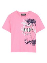 Karl Lagerfeld Kids T-Shirt Z31161 D Różowy Regular Fit. Czerwone t-shirty i topy dla dziewczynek Karl Lagerfeld Kids, bez wzorów, z syntetyku, bez ramiączek. Za 273.99 zł.