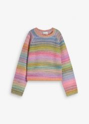 Sweter z grubej dzianiny. Czerwone swetry dla dziewczynek bonprix, bez wzorów, z dzianiny, bez kołnierzyka, bez ramiączek, długie, bez kaptura. Za 99.99 zł.