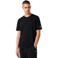 Koszulka męska Champion SS Tee 220273. Czarne koszulki sportowe męskie Champion, na lato, m, bez wzorów, z bawełny, bez kołnierzyka, bez ramiączek. Za 85.00 zł.