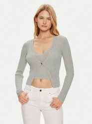Guess Sweter W4YR37 Z3G32 Zielony Regular Fit. Zielone swetry damskie Guess, xs, z aplikacjami, z wiskozy, bez kołnierzyka, bez ramiączek, bez kaptura. Za 239.99 zł.