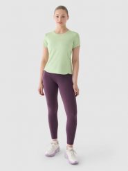 4F Legginsy do biegania z wysokim stanem damskie - fioletowe S. Fioletowe legginsy damskie 4f, s, bez wzorów, z dzianiny. W wyprzedaży za 99.99 zł.