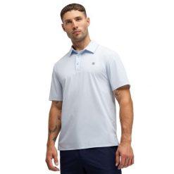 Męska techniczna golfowa koszulka polo Siroko Birkdale Blue. Niebieskie koszulki polo męskie SIROKO, m, bez wzorów, z materiału, bez kołnierzyka, bez ramiączek, na golfa. Za 128.00 zł.