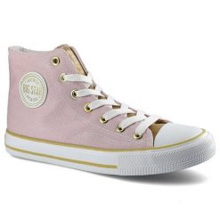 Trampki damskie Big Star, materiałowa sznurowana cholewka na klasycznym płaskim gumowym spodzie, nude, HH274447. Czerwone trampki i tenisówki damskie Big Star, bez wzorów, z gumy, boho, za kostkę, bez zapięcia. Za 71.99 zł.