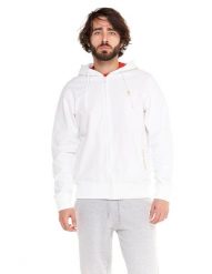 Męska bluza z kapturem Gold Edition, zapinana na zamek. Białe bluzy męskie LEONE 1947 APPAREL, l, bez wzorów, z bawełny, z kapturem, na fitness i siłownię. Za 105.21 zł.