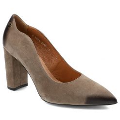 Czółenka damskie Szydłowski, eleganckie wsuwane i na obcasie, brązowe, 2226-Brazowy-670. Brązowe czółenka damskie Szydłowski, bez wzorów, z nubiku, biznesowe, bez obcasa, na obcasie, bez zapięcia. Za 219.00 zł.