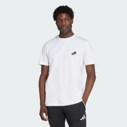Koszulka z grafiką Copa. Białe koszulki sportowe męskie Adidas, m, bez wzorów, z bawełny, bez kołnierzyka, bez ramiączek, do piłki nożnej. Za 149.00 zł.