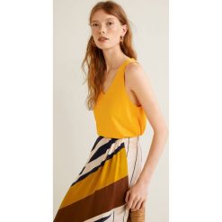Mango - Top Rever2. Brązowe topy damskie Mango, z materiału, z okrągłym kołnierzem, bez rękawów. Za 59.90 zł.