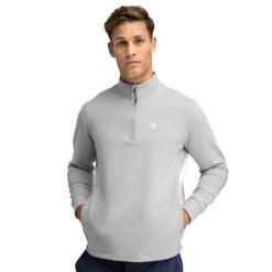 Bluza golfowa męska Divot. Szare bluzy męskie SIROKO, m, bez wzorów, z materiału, bez kaptura, na golfa. W wyprzedaży za 182.95 zł.