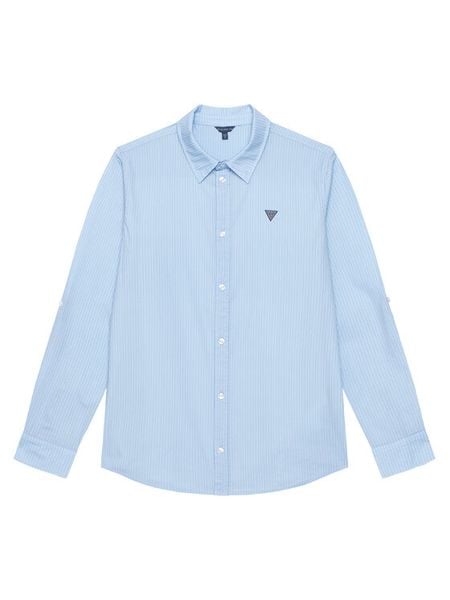 Guess Koszula L6RH02 WE5W0 Niebieski Regular Fit. Niebieskie koszule dla chłopców Guess, z aplikacjami, z bawełny, bez kołnierzyka, bez ramiączek. Za 163.99 zł.