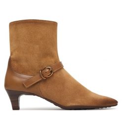 Botki Hispanitas. Brązowe botki damskie Hispanitas, bez obcasa, na słupku, bez zapięcia. Za 739.99 zł.