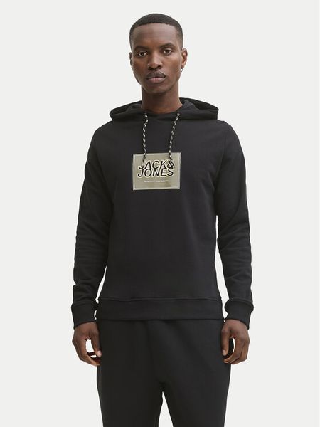 Jack & Jones Bluza Rain 12288098 Czarny Regular Fit. Czarne bluzy męskie Jack & Jones, l, bez wzorów, z bawełny, bez kaptura. Za 112.99 zł.