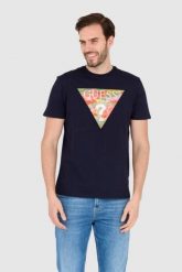 GUESS Granatowy bawełniany męski T-shirt slim fit, Rozmiar XL. Niebieskie t-shirty męskie Guess, l, z aplikacjami, z bawełny, bez kołnierzyka. W wyprzedaży za 114.99 zł.