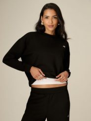 4F Bluza dresowa regular bez kaptura damska - czarna M. Czarne bluzy damskie 4f, m, bez wzorów, z dresówki, bez kaptura. Za 159.99 zł.