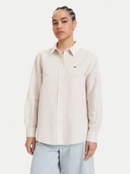 Tommy Jeans Koszula DW0DW22209 Beżowy jasny Relaxed Fit. Brązowe bluzki damskie Tommy Jeans, xl, bez wzorów, z jeansu, bez kołnierzyka, bez ramiączek. Za 409.99 zł.