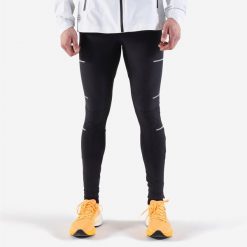 Legginsy do biegania męskie Kiprun Run 900 Rain. Czarne legginsy sportowe męskie KIPRUN, m, bez wzorów, z materiału, do biegania. Za 189.99 zł.