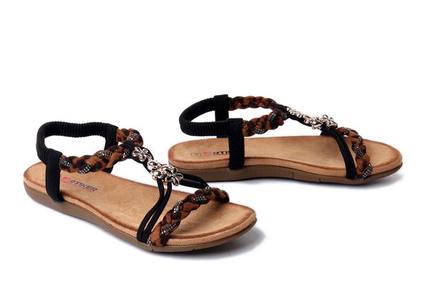Artiker Relaks 58C0739 black/leopard, sandały damskie. Czarne sandały damskie Artiker Relaks, bez wzorów, bez obcasa, bez zapięcia. Za 101.92 zł.