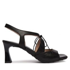 Sandały Hispanitas. Czarne sandały damskie Hispanitas, bez wzorów, bez obcasa, na słupku, bez zapięcia. Za 609.99 zł.