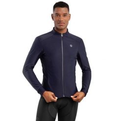 Męska kurtka rowerowa softshell Kolarstwo Siroko J1 Elba. Niebieskie kurtki męskie SIROKO, l, bez wzorów, z elastanu, bez kaptura. Za 257.00 zł.