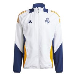Bluza dresowa Prematch Real Madrid 2024/25. Białe bluzy męskie Adidas, bez wzorów, z dresówki, bez kaptura. Za 342.40 zł.