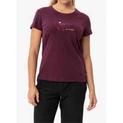 Koszulka z nadrukiem damska Vaude Cyclist T-Shirt V. Czerwone koszulki sportowe damskie Vaude, bez wzorów, bez kołnierzyka, bez ramiączek. Za 130.99 zł.