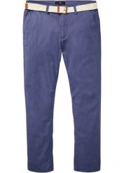 Spodnie chinosy ze stretchem, Regular Fit Straight, z paskiem. Zielone eleganckie spodnie męskie bonprix, m, bez wzorów. Za 129.99 zł.