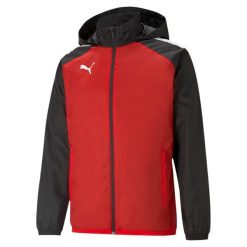 Kurtka dziecięca Puma Team Liga All Weather. Czerwone kurtki i płaszcze dla chłopców Puma, bez wzorów, z materiału, sportowe, z kapturem. Za 203.13 zł.