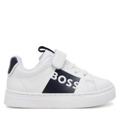 Sneakersy BOSS. Białe trampki i tenisówki chłopięce Boss, bez wzorów, bez zapięcia. Za 569.99 zł.
