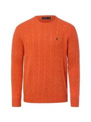 Polo Ralph Lauren sweter z dzianiny z zawartością kaszmiru Mężczyźni Wełna pomarańczowy, XL. Brązowe swetry przez głowę męskie Polo Ralph Lauren, m, bez wzorów, z dzianiny, bez kołnierzyka. Za 1,199.95 zł.