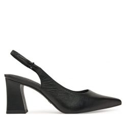 Sandały Tamaris. Czarne sandały damskie Tamaris, bez wzorów, bez obcasa, na słupku, bez zapięcia. Za 289.99 zł.