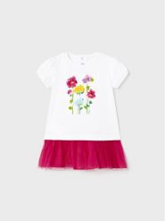 Mayoral Sukienka codzienna 1971 Biały Regular Fit. Białe sukienki dla dziewczynek Mayoral, bez wzorów, z bawełny, bez ramiączek. Za 99.99 zł.