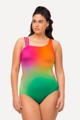 Damski Kostium kąpielowy wycięcia usztywniane miseczki potrójne ramiączko. Zielone kostiumy jednoczęściowe damskie Ulla Popken, plus size, bez wzorów, z elastanu, plus size, do pływania. Za 223.99 zł.