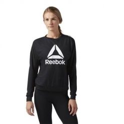 Bluza treningowa damska Reebok Workout Ready Activchill Crew Neck. Czarne bluzy sportowe damskie Reebok, xs, bez wzorów, bez kaptura, na fitness i siłownię. Za 292.00 zł.