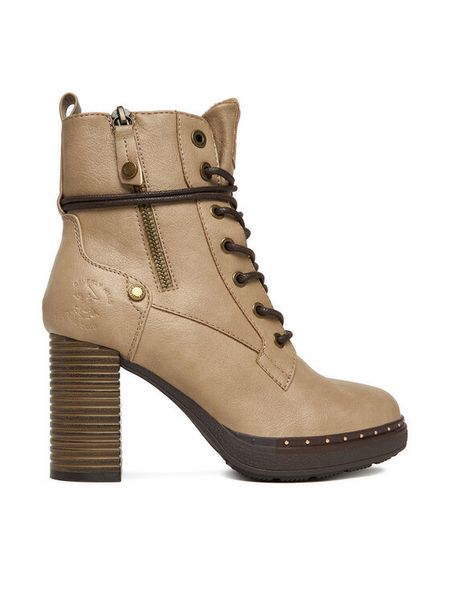 Beverly Hills Polo Club Trzewiki CEO-WS6632-02 Beżowy. Brązowe botki damskie Beverly Hills Polo Club, z materiału, bez obcasa, na słupku, bez zapięcia. Za 319.99 zł.