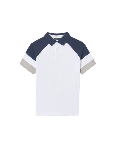 Mayoral Polo 6165 Biały Regular Fit. Białe t-shirty dla chłopców Mayoral, bez wzorów, z bawełny, bez ramiączek. Za 114.99 zł.