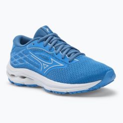 Buty do biegania damskie Mizuno Wave Equate 8 marina/ nimbus cloud/ federal blue. Niebieskie obuwie sportowe damskie Mizuno, bez wzorów, z materiału, do biegania, mizuno wave. Za 319.99 zł.