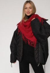 Bordowy Trójkątny Szalik z Wiskozy i Bawełny z Frędzlami Vetirala. Czerwone szaliki i chusty damskie Born2be, bez wzorów, z bawełny, biznesowe. Za 44.99 zł.