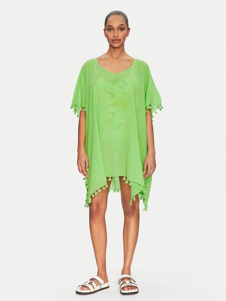 Seafolly Sukienka plażowa Amnesia 52162 Zielony Regular Fit. Zielone sukienki damskie Seafolly, na plażę, s, bez wzorów, z bawełny, bez kołnierzyka, bez ramiączek. Za 249.99 zł.