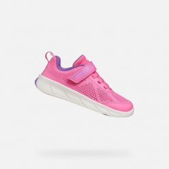 Buty GEOX J FOOT RUN Rose. Czerwone obuwie sportowe damskie Geox, bez wzorów, z syntetyku, do biegania. Za 203.99 zł.