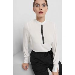 Koszula z koralikami. Szare koszule damskie Orsay, z poliesteru, eleganckie, ze stójką, z długim rękawem. Za 89.99 zł.