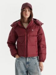 Calvin Klein Jeans Kurtka puchowa Essential LV047D501G Bordowy Relaxed Fit. Czerwone kurtki damskie Calvin Klein Jeans, s, bez wzorów, z jeansu, bez kaptura. Za 839.99 zł.