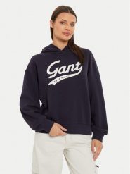 Gant Bluza 4200489 Granatowy Loose Fit. Niebieskie bluzy damskie GANT, xs, bez wzorów, z bawełny, bez kaptura. Za 349.99 zł.