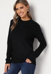 Granatowy Sweter z Bawełną Ozdobiony Cyrkoniami Irinaelle. Niebieskie swetry damskie Born2be, l, bez wzorów, z bawełny, eleganckie, bez kołnierzyka, bez ramiączek, bez kaptura. Za 69.99 zł.