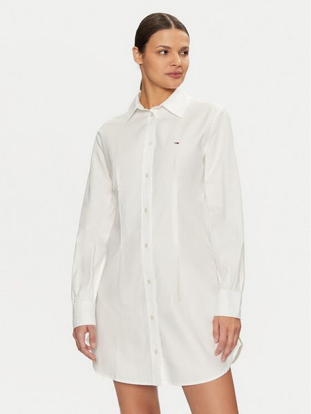 Tommy Jeans Sukienka koszulowa DW0DW20471 Biały Regular Fit. Białe sukienki damskie Tommy Jeans, xl, bez wzorów, z bawełny, bez kołnierzyka, bez ramiączek, koszulowe. Za 269.99 zł.