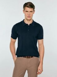 Sweter męski polo z krótkim rękawem granatowy matison 403. Niebieskie swetry przez głowę męskie Big Star, l, bez wzorów, z bawełny, bez kołnierzyka. Za 159.99 zł.