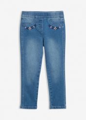 Jegginsy mid waist z dodatkiem elastanu i wygodną talią. Niebieskie jeansy dla dziewczynek bonprix, z elastanu. Za 109.99 zł.