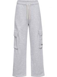 Dziewczęce spodnie dresowe cargo Hummel Loose. Szare spodnie sportowe dla dziewczynek Hummel, bez wzorów, z bawełny, do biegania. Za 227.60 zł.