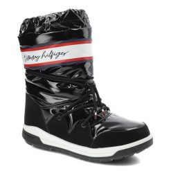 Czarne Śniegowce Tommy Hilfiger Damskie Buty. Czarne kozaki damskie Tommy Hilfiger, ze skóry ekologicznej. Za 439.00 zł.
